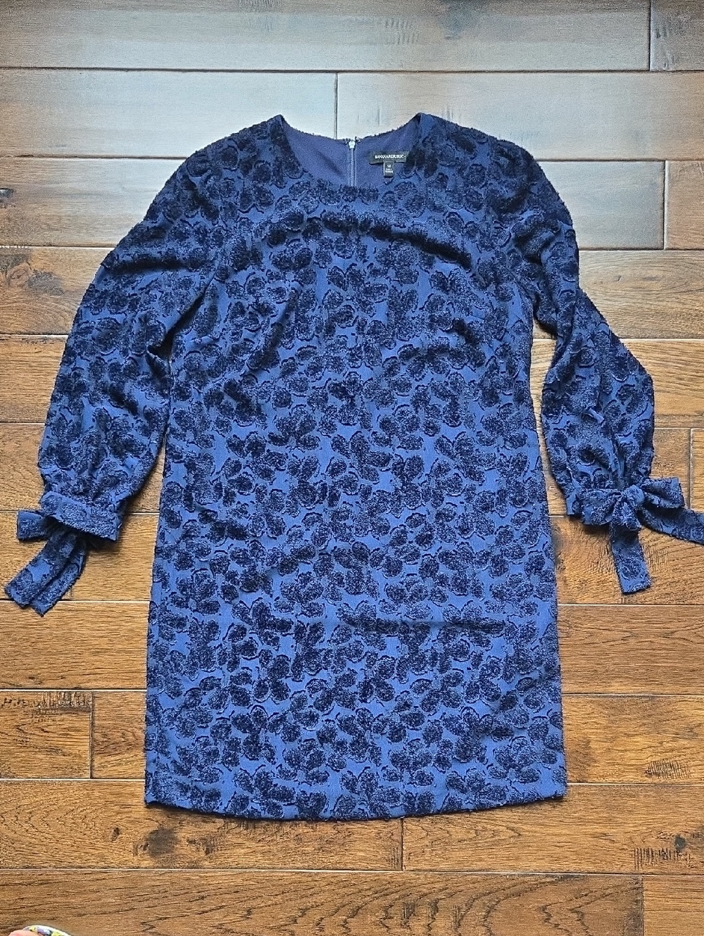 Banana Republic Navy Textured Floral Shift Dress